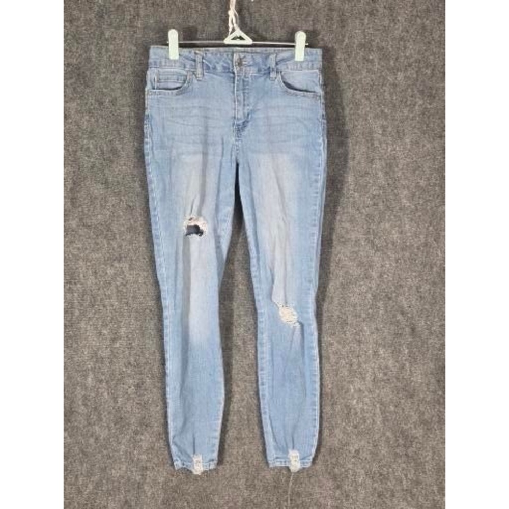D. Jeans Womens Light Wash High Rise Distressed Skinny Jeans Sz 6 Raw Hem Casual